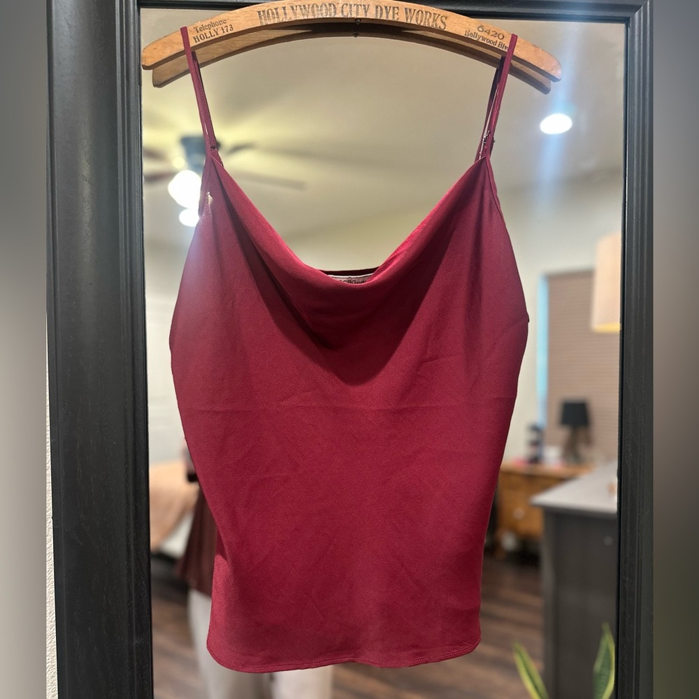 BCBGeneration Wine Red Cowl Neck Camisole Top